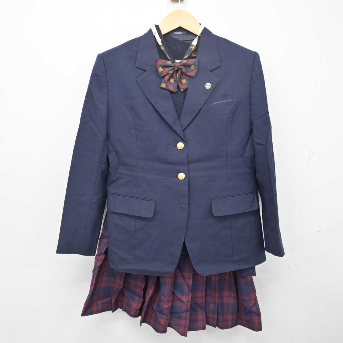 【中古】福島県 あさか開成高等学校 女子制服 6点 (ブレザー・ニット・スカート) sf056356