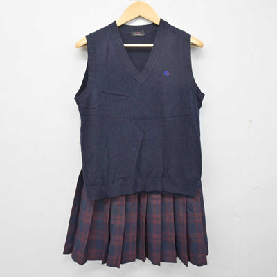 【中古】福島県 あさか開成高等学校 女子制服 2点 (ニットベスト・スカート) sf056357