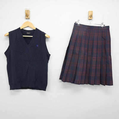 【中古】福島県 あさか開成高等学校 女子制服 2点 (ニットベスト・スカート) sf056357