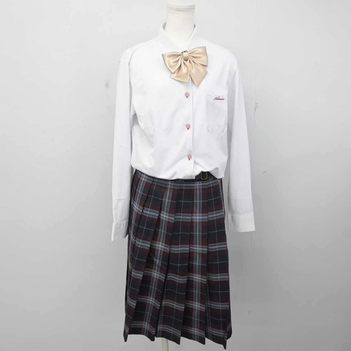 【中古】愛知県 名古屋経済大学市邨高等学校 女子制服 6点 (ブレザー・ニットベスト・シャツ・スカート) sf056379