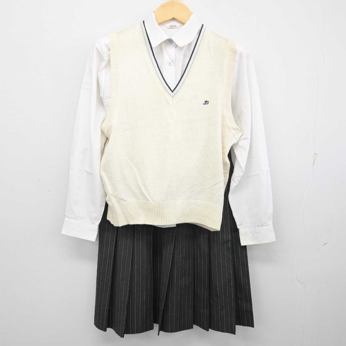 【中古】東京都 郁文館グローバル高等学校 女子制服 4点 (ブレザー・ニットベスト・シャツ・スカート) sf056412