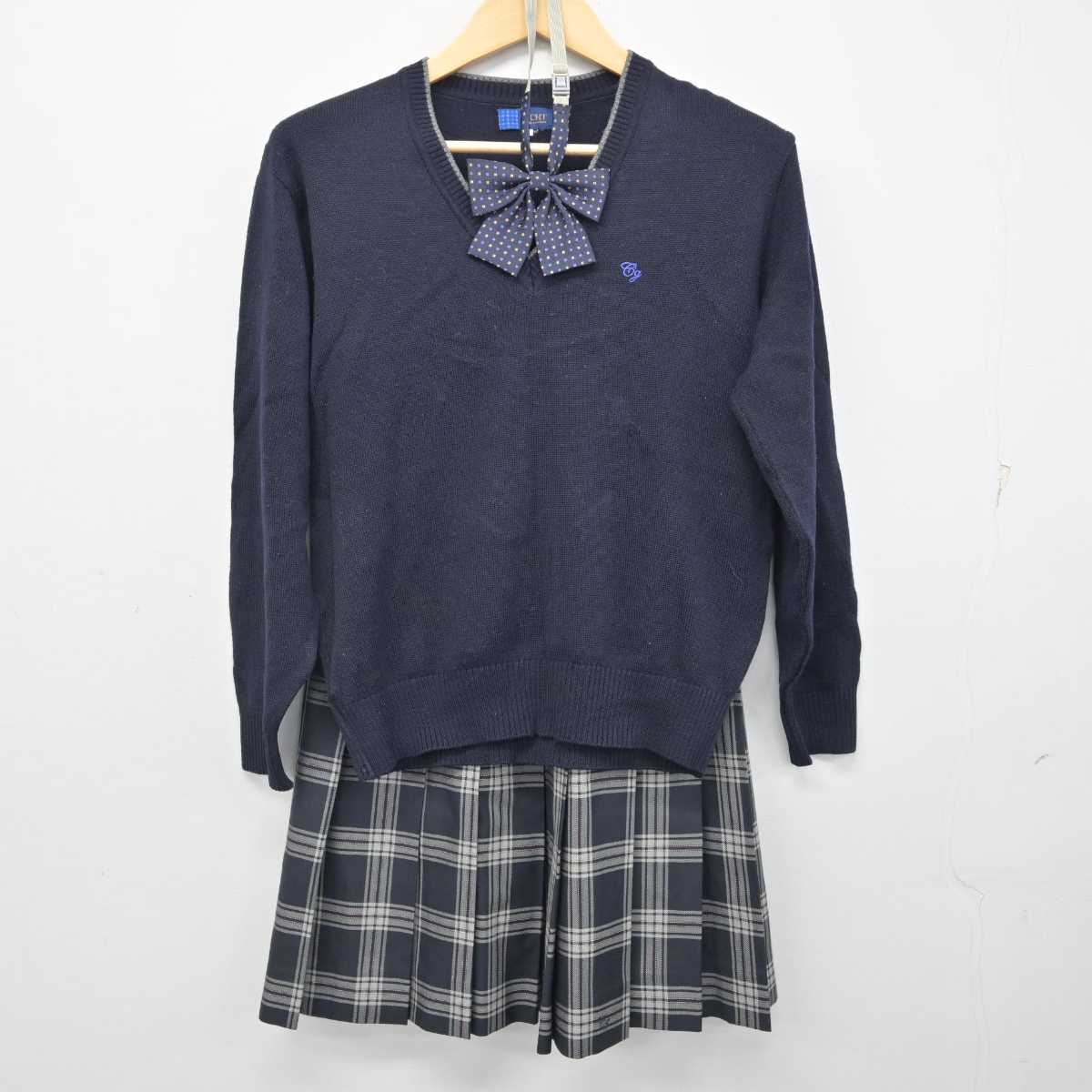 【中古】千葉県 中央学院高等学校 女子制服 5点 (ニット・スカート) sf056417