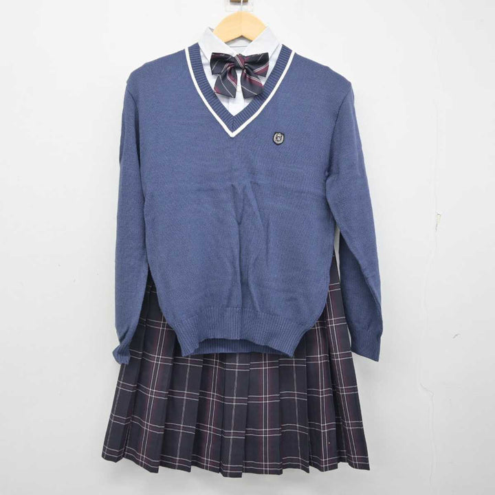 【中古】北海道 札幌英藍高等学校 女子制服 5点 (ブレザー・ニット・シャツ・スカート) sf056423