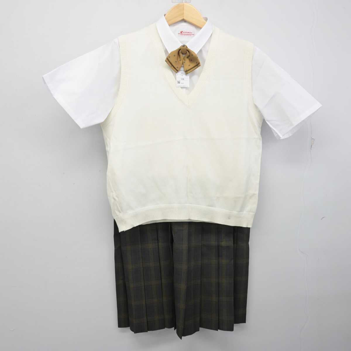 【中古】青森県 百石高等学校 女子制服 4点 (ニットベスト・シャツ・スカート) sf056431