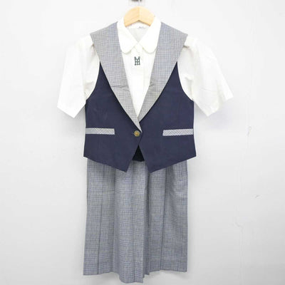 【中古】山梨県 吉田高等学校 女子制服 3点 (ベスト・シャツ・スカート) sf056436