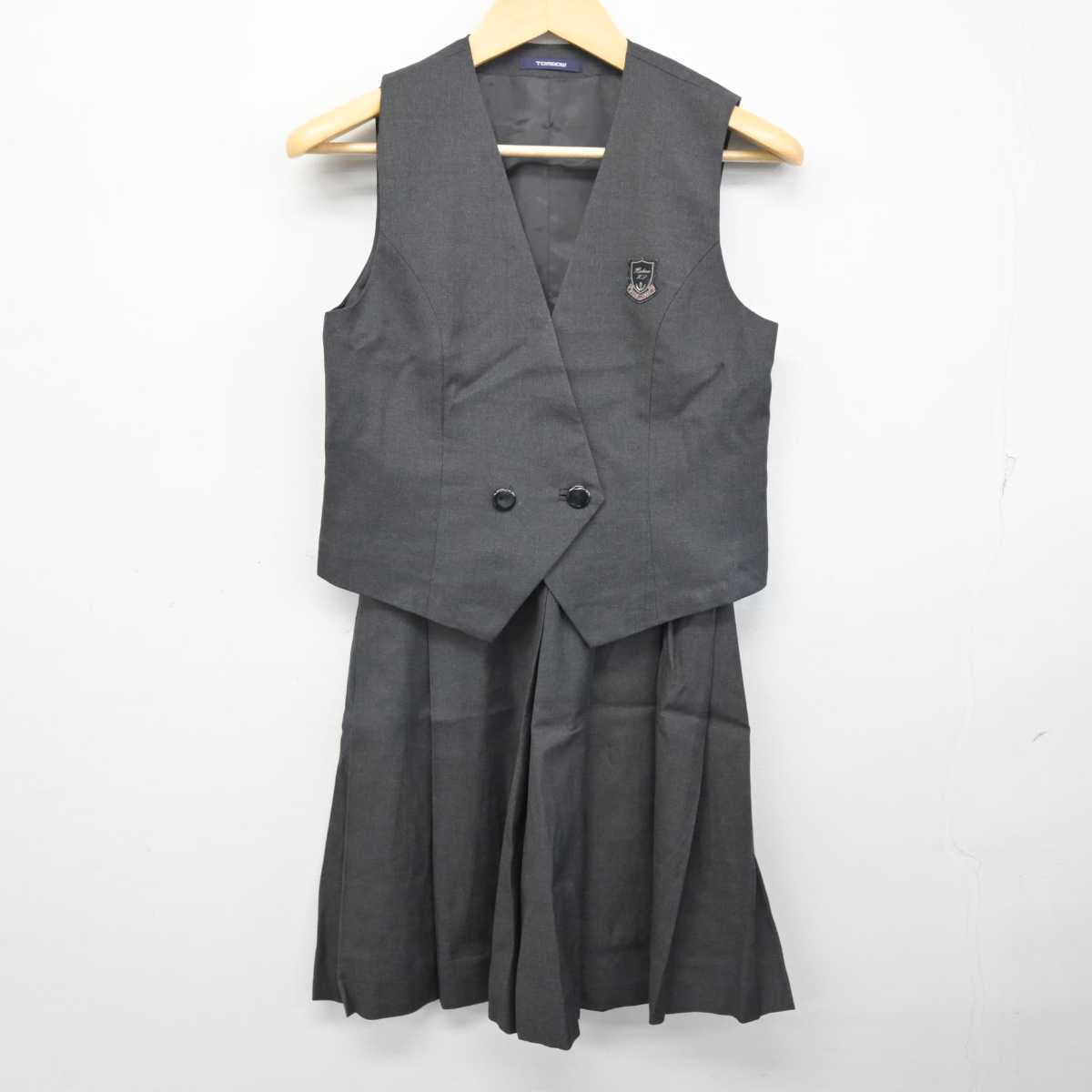 【中古】埼玉県 星野高等学校 女子制服 2点 (ベスト・スカート) sf056451