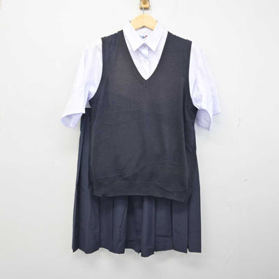 【中古】埼玉県 上尾中学校 女子制服 3点 (ニットベスト・シャツ・スカート) sf056474