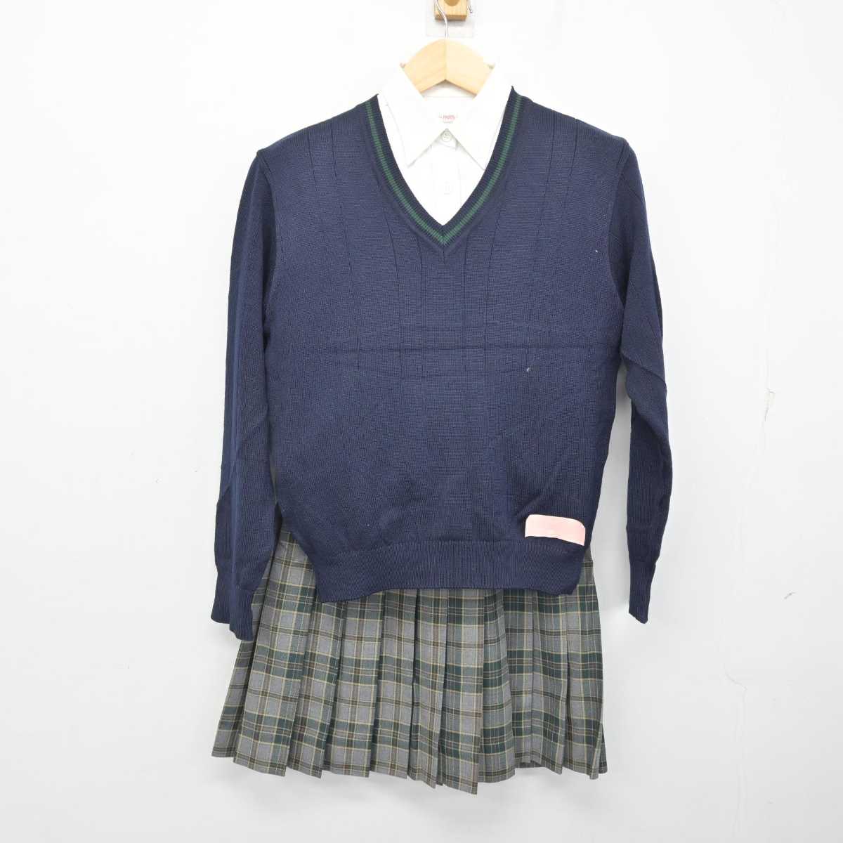 【中古】神奈川県 横浜創英中学・高等学校 女子制服 3点 (ニット・シャツ・スカート) sf056510