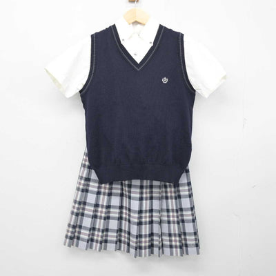 【中古】愛知県 同朋高等学校 女子制服 3点 (ニットベスト・シャツ・スカート) sf056514