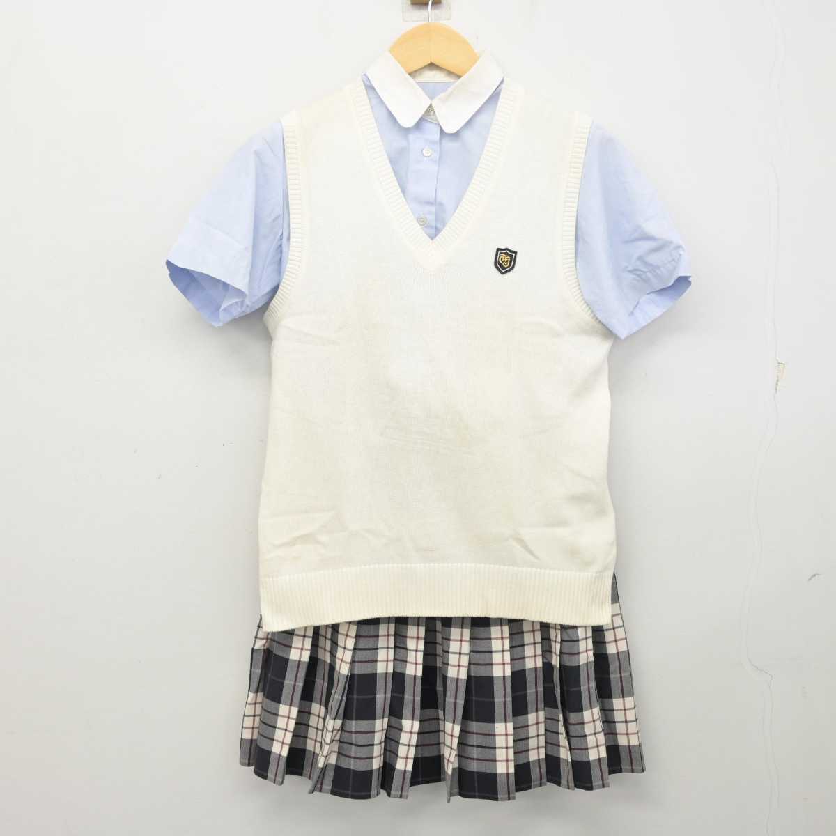 【中古】東京都 豊島学院高等学校 女子制服 3点 (ニットベスト・シャツ・スカート) sf056518