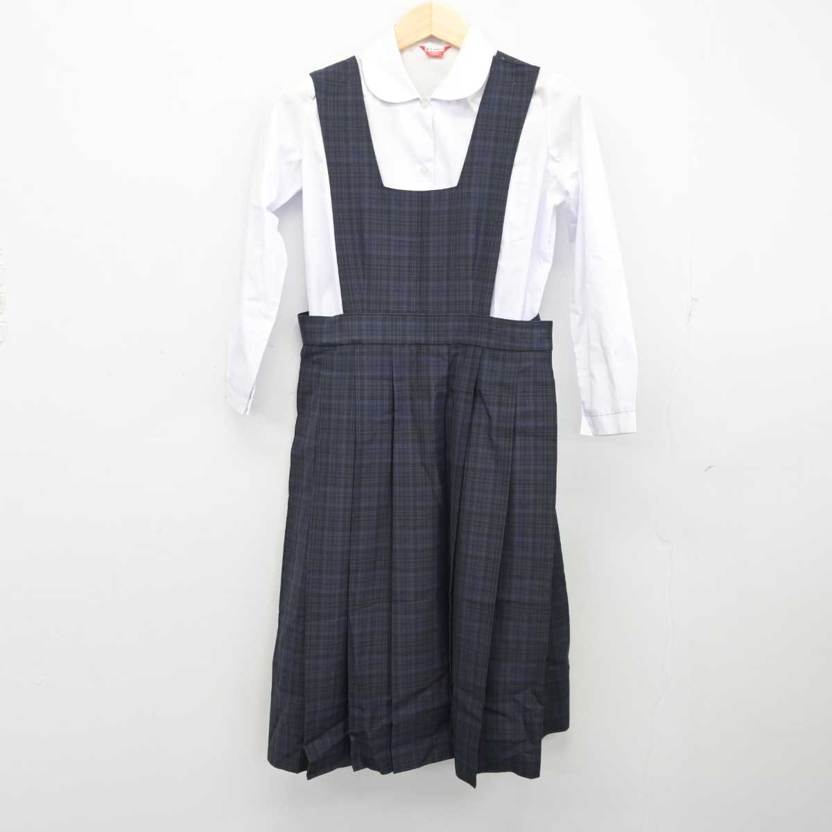 【中古】福岡県 柏原中学校 女子制服 2点 (シャツ・ジャンパースカート) sf056541