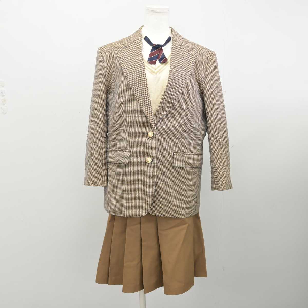 【中古】福岡県 福島東高等学校 女子制服 5点 (ブレザー・ニット・スカート) sf056542