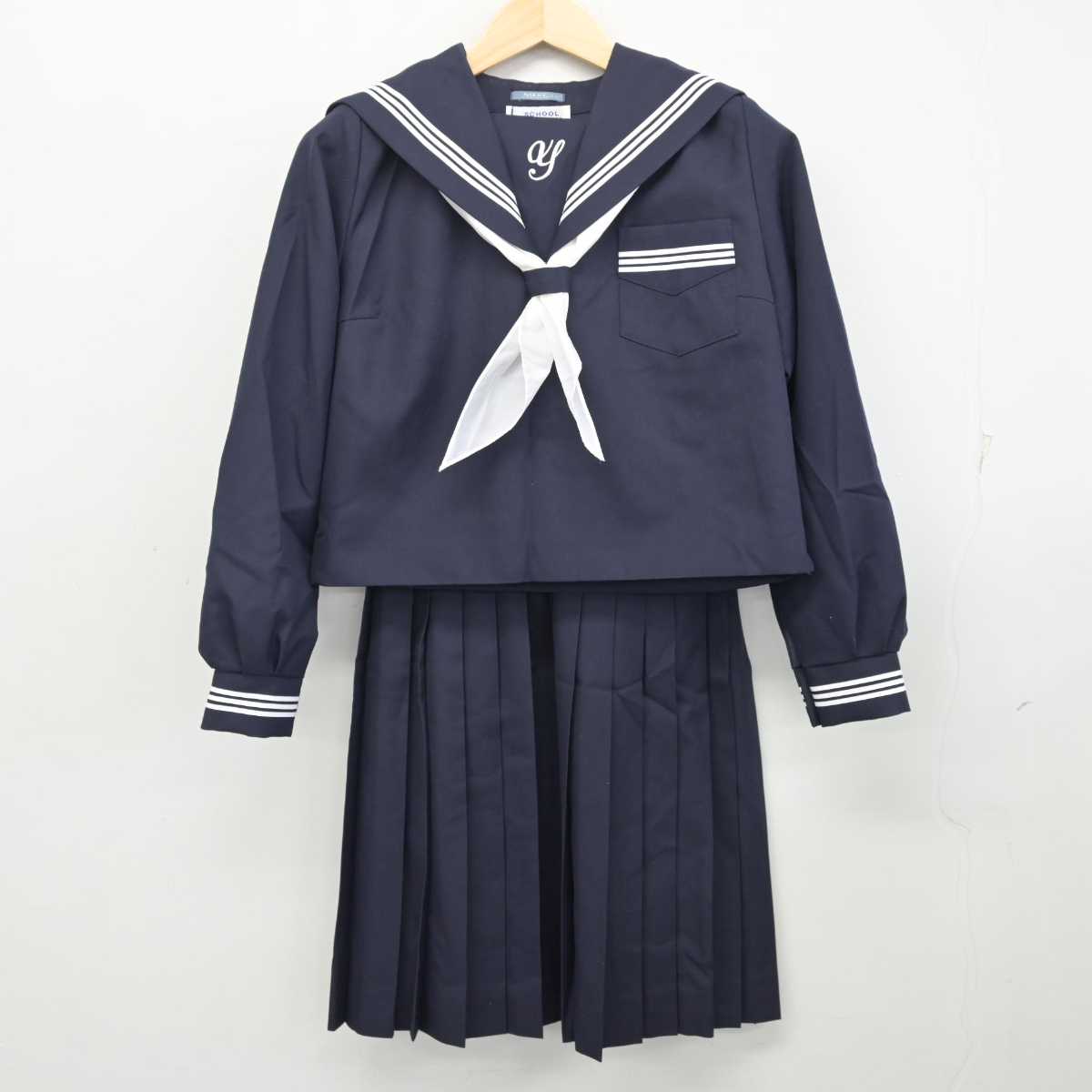 【中古】兵庫県 安室中学校 女子制服 3点 (セーラー服・スカート) sf056546