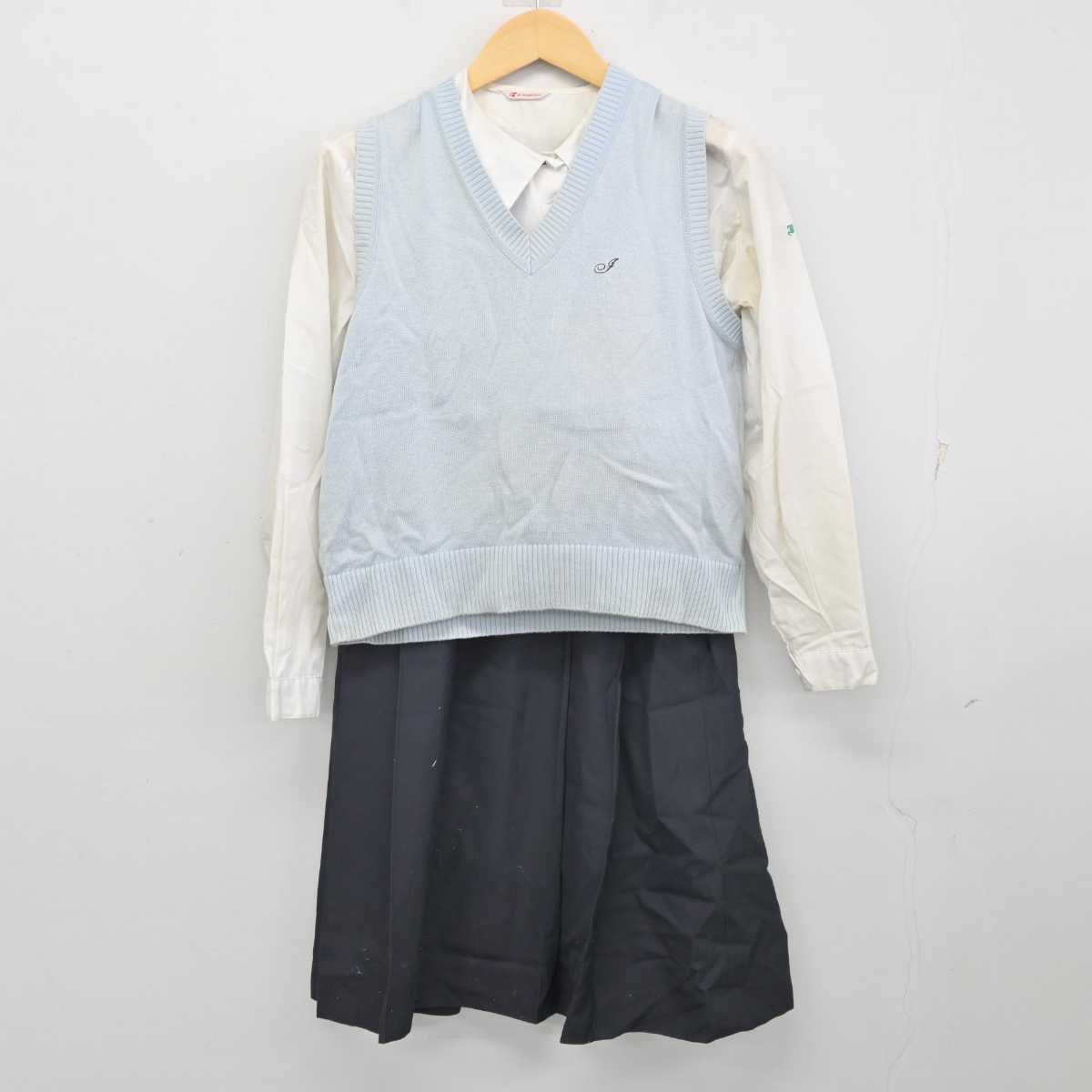 【中古】福岡県 糸島高等学校 女子制服 3点 (ニットベスト・シャツ・スカート) sf056552