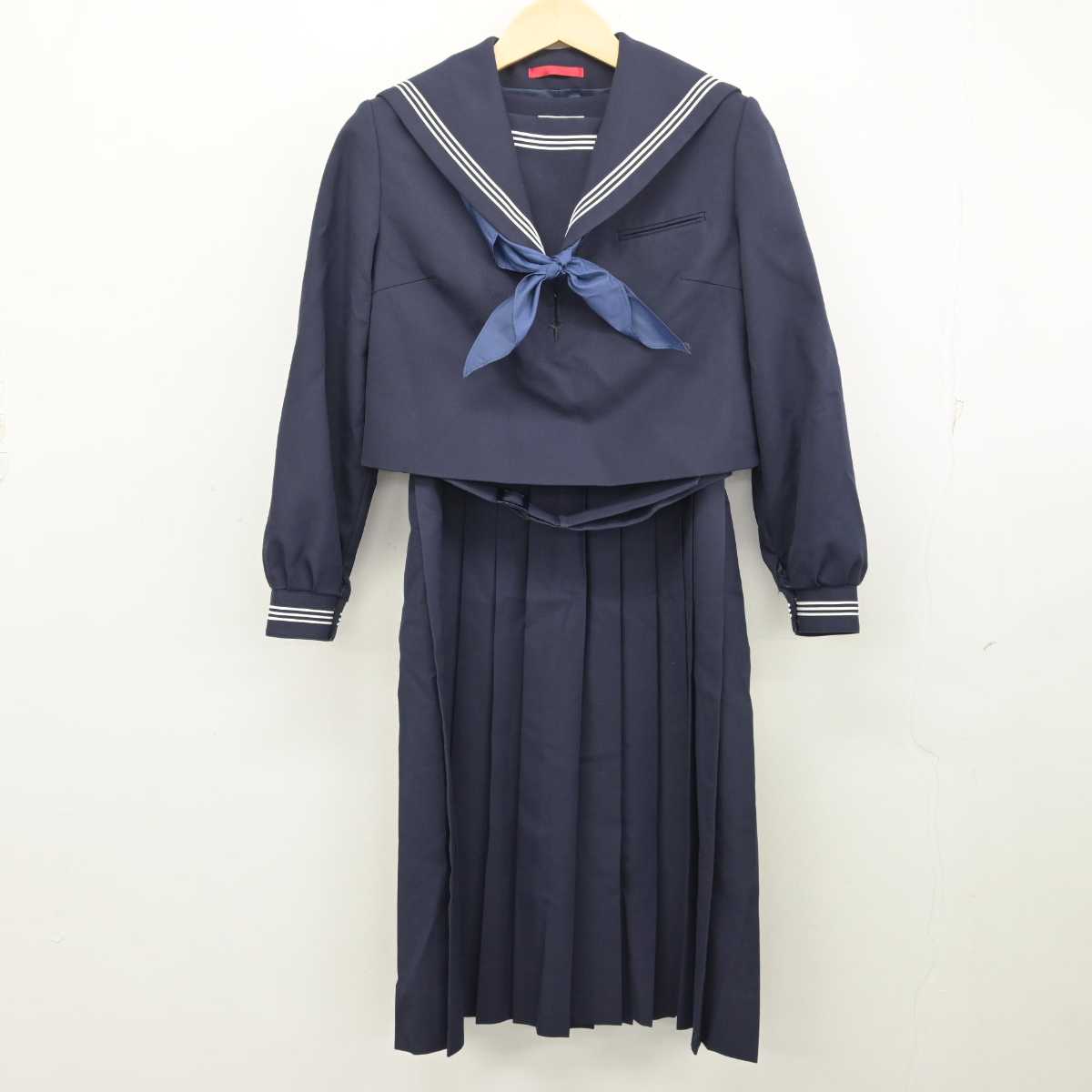 【中古】福岡県 玄洋中学校 女子制服 3点 (セーラー服・ジャンパースカート) sf056555