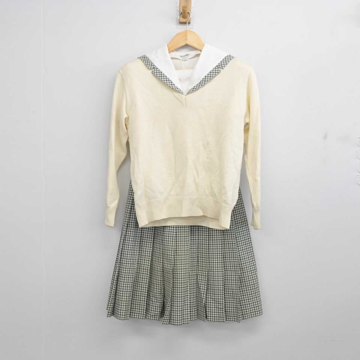 【中古】福島県 須賀川桐陽高等学校 女子制服 3点 (セーラー服・ニット・スカート) sf056617