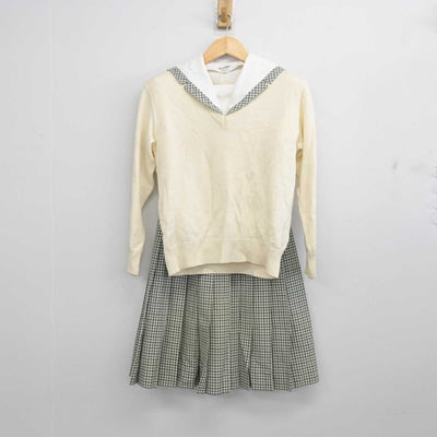 【中古】福島県 須賀川桐陽高等学校 女子制服 3点 (セーラー服・ニット・スカート) sf056617