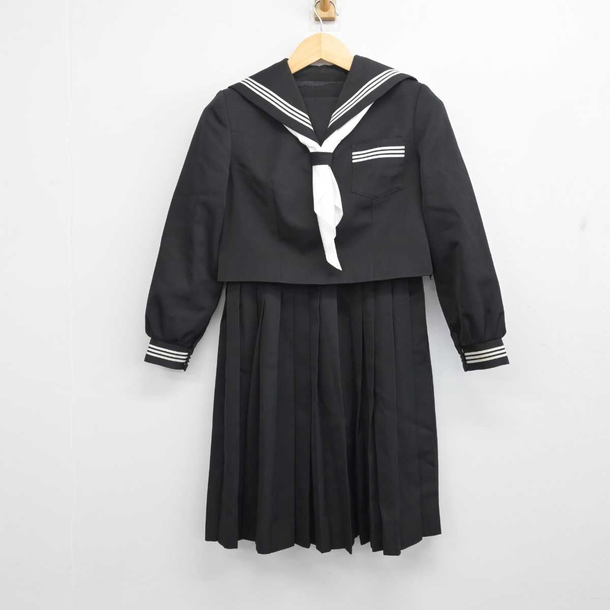 【中古】愛媛県 大西中学校 女子制服 3点 (セーラー服・ジャンパースカート) sf056632