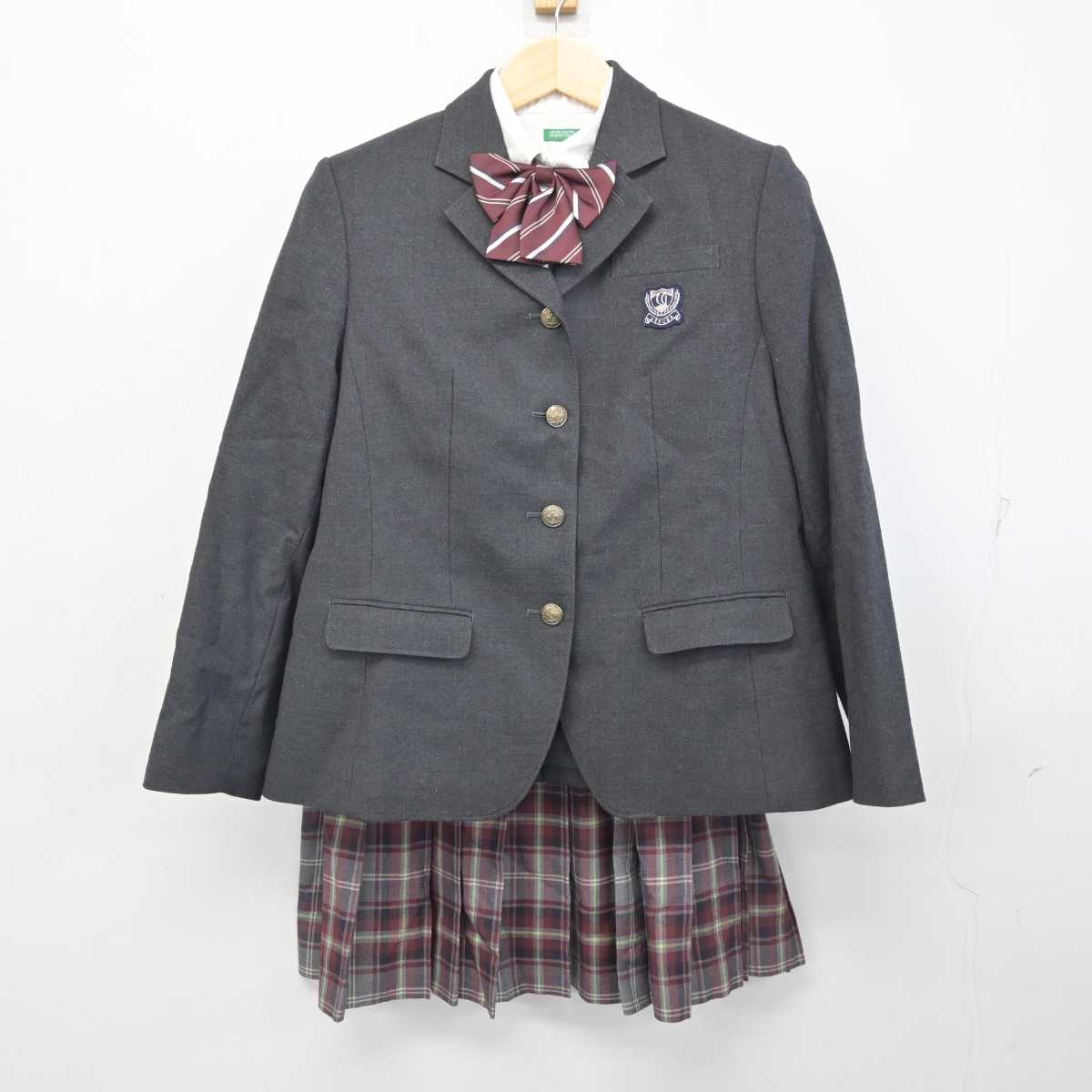 【中古】千葉県 植草学園大学附属高等学校 女子制服 4点 (ブレザー・シャツ・スカート) sf056644