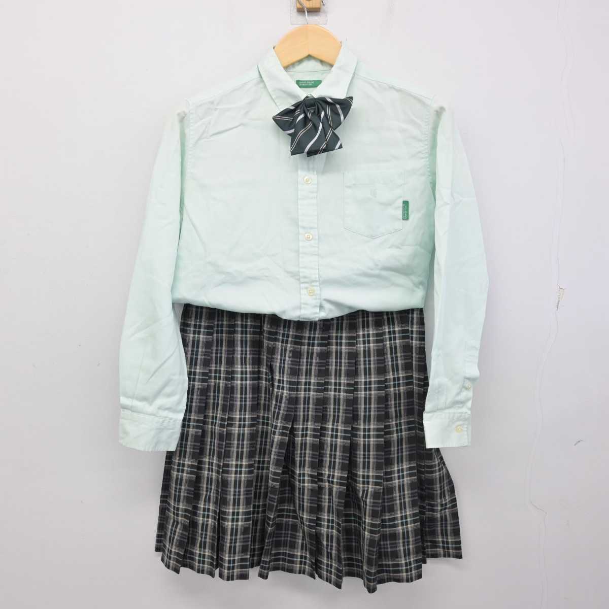 【中古】千葉県 植草学園大学附属高等学校 女子制服 4点 (ニットベスト・シャツ・スカート) sf056645