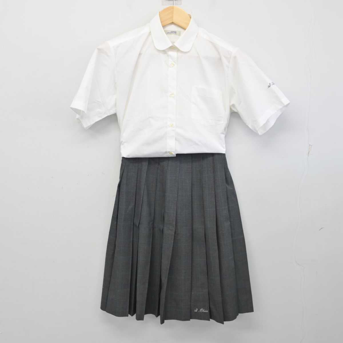 【中古】新潟県 新発田中央高等学校 女子制服 3点 (ニットベスト・シャツ・スカート) sf056659