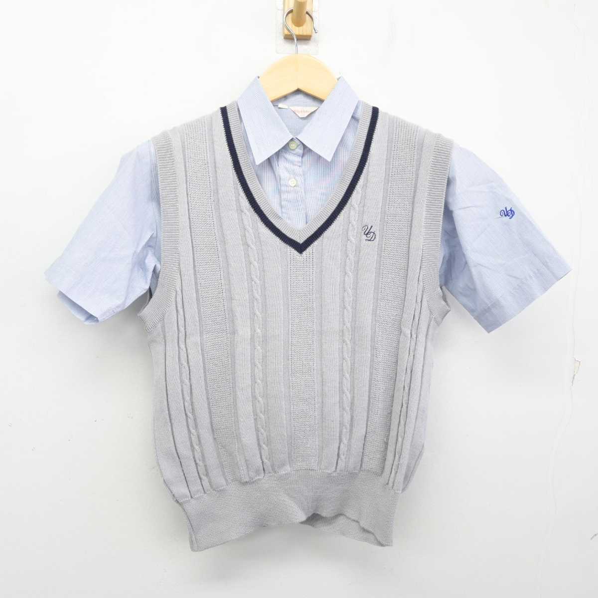 【中古】岐阜県 鶯谷中学高等学校 女子制服 2点 (ニットベスト・シャツ) sf056696