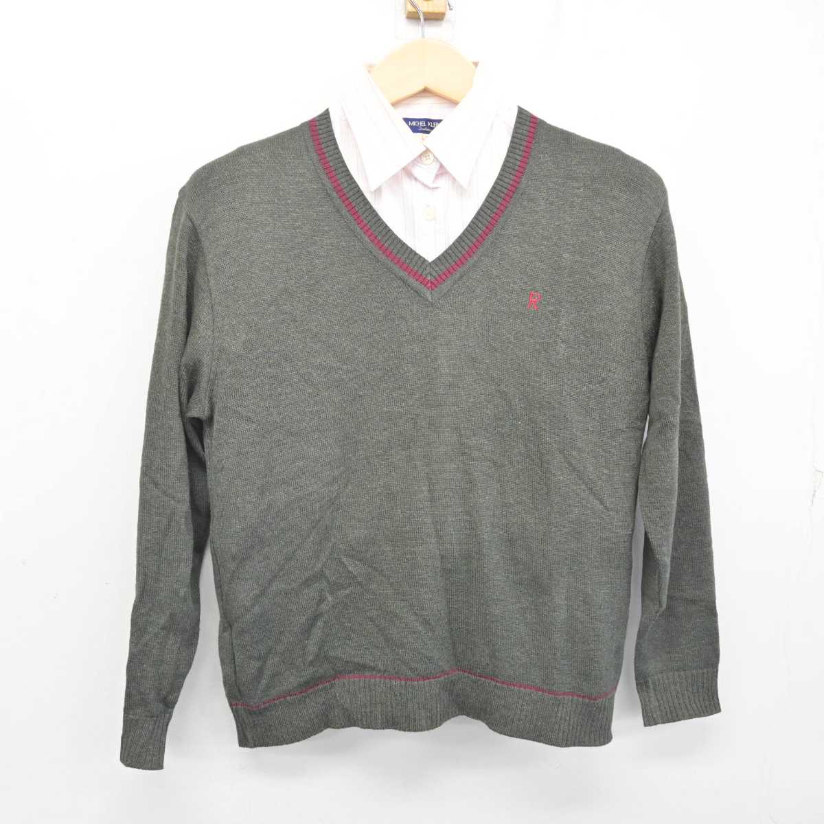 【中古】北海道 立命館慶祥中学校・高等学校 女子制服 2点 (ニット・シャツ) sf056699