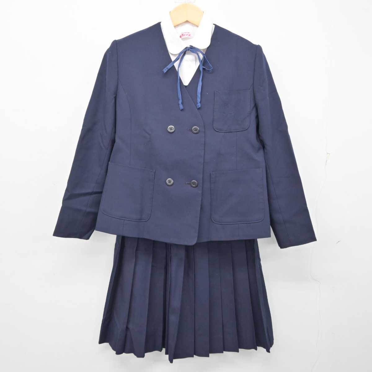 【中古】北海道 東陵中学校 女子制服 5点 (ブレザー・ベスト・シャツ・スカート) sf056710