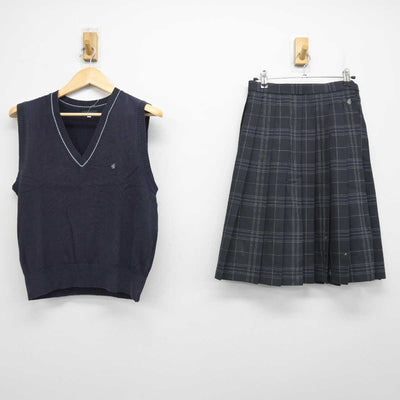 【中古】東京都 竹台高等学校 女子制服 2点 (ニットベスト・スカート) sf056716