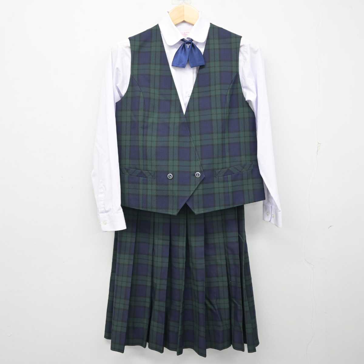 【中古】千葉県 臼井西中学校 女子制服 6点 (ブレザー・ベスト・シャツ・スカート) sf056753