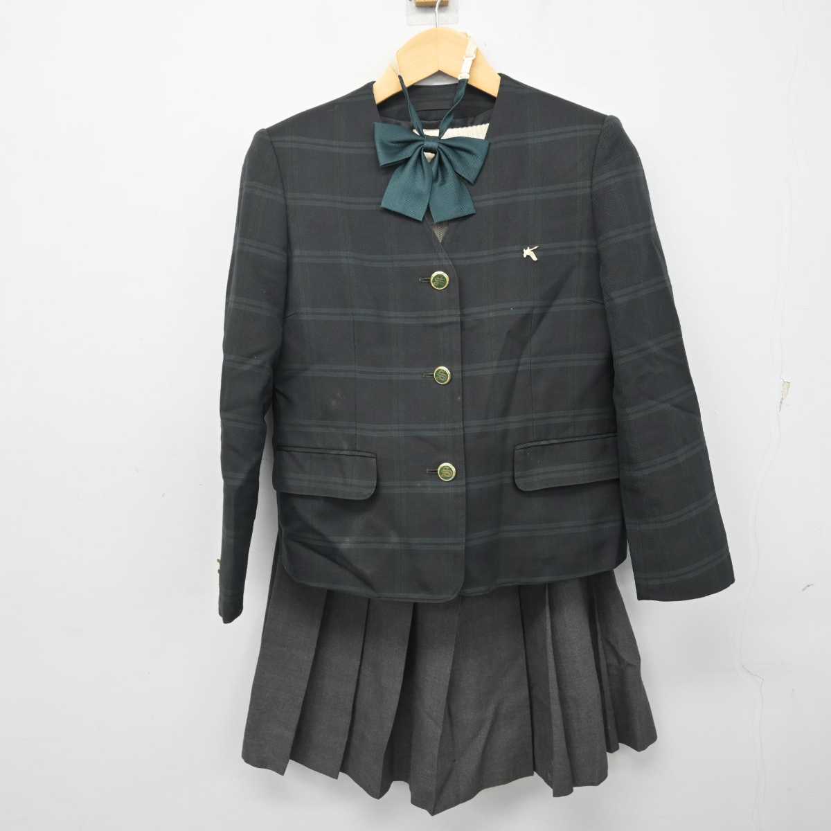 【中古】東京都 専修大学附属高等学校 女子制服 5点 (ブレザー・ニット・スカート) sf056796