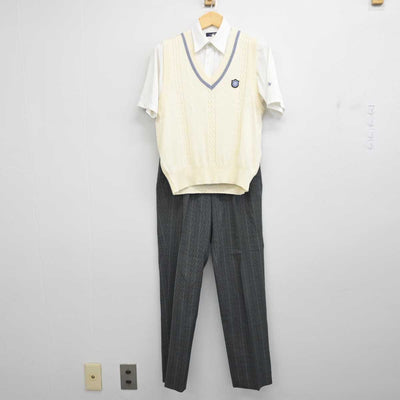 【中古】北海道 札幌北斗高等学校 男子制服 3点 (ニットベスト・シャツ・ズボン) sf056819