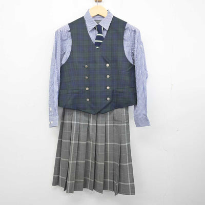 【中古】東京都 武蔵野大学中学校・高等学校 女子制服 5点 (ブレザー・ベスト・シャツ・スカート) sf056860