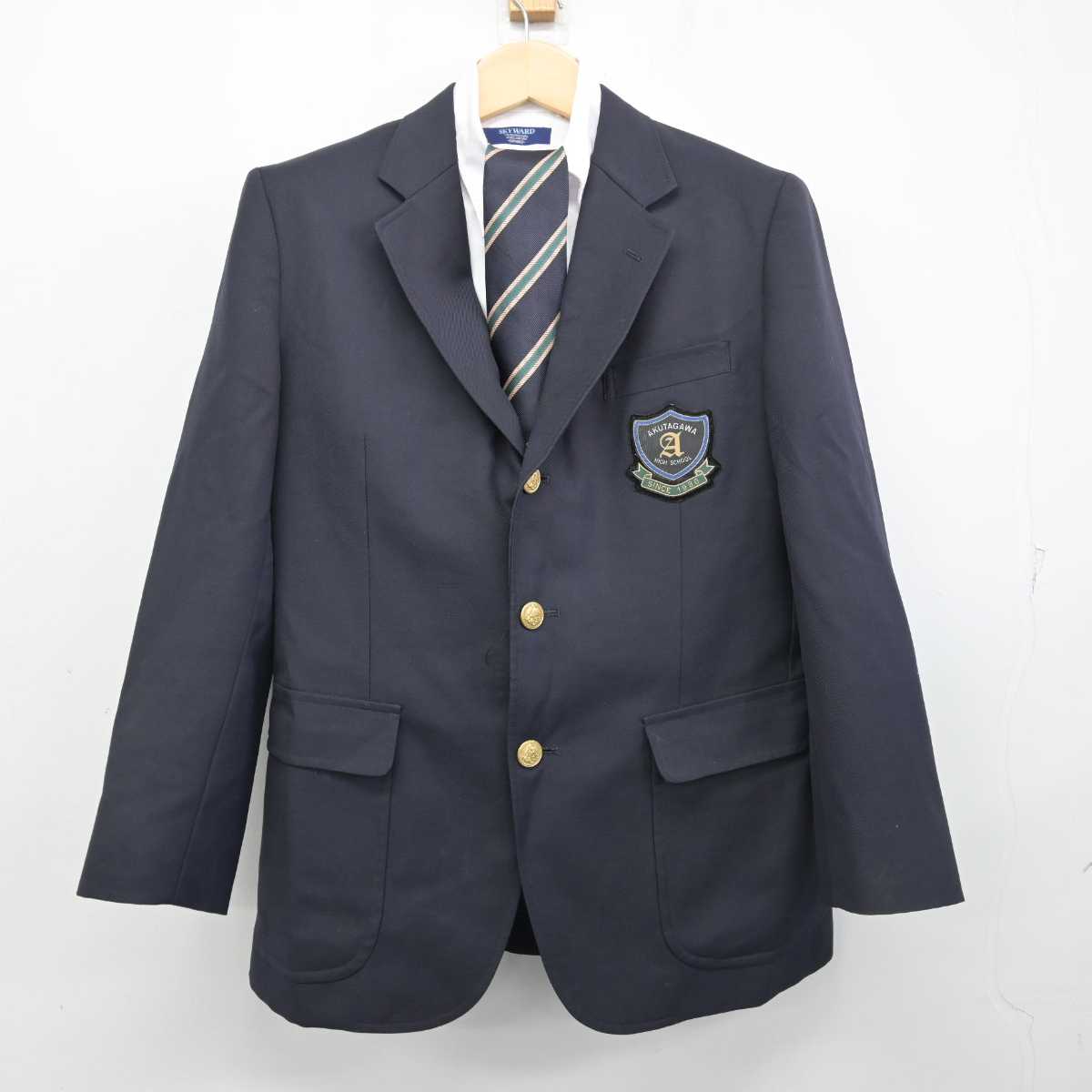 【中古】大阪府 芥川高等学校 男子制服 3点 (ブレザー・シャツ) sf056876