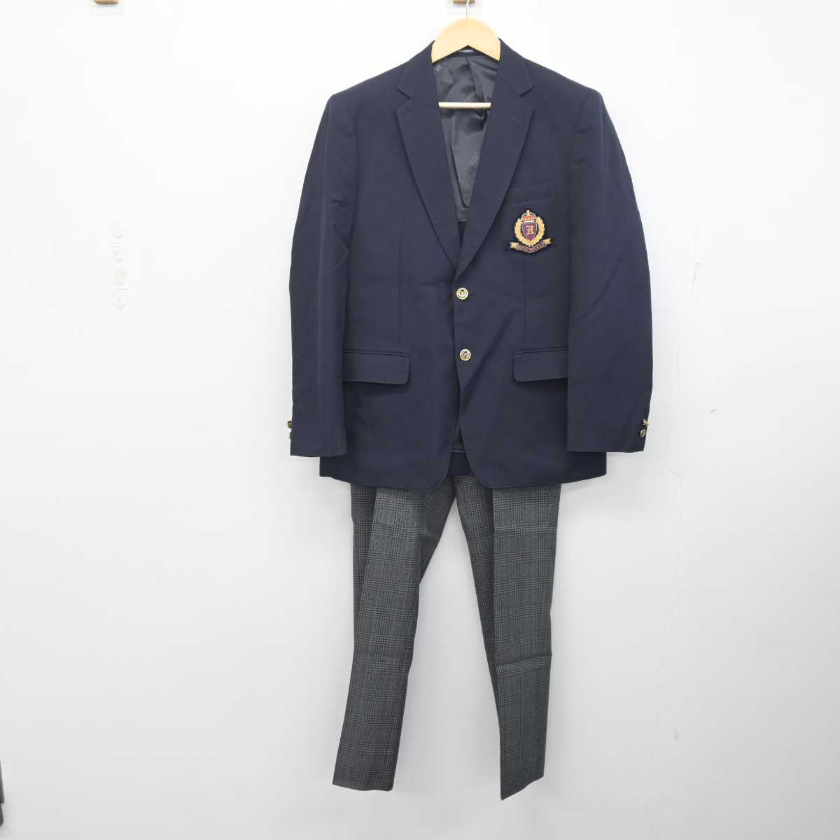 【中古】大阪府 阪南大学高等学校 男子制服 2点 (ブレザー・ズボン) sf056901