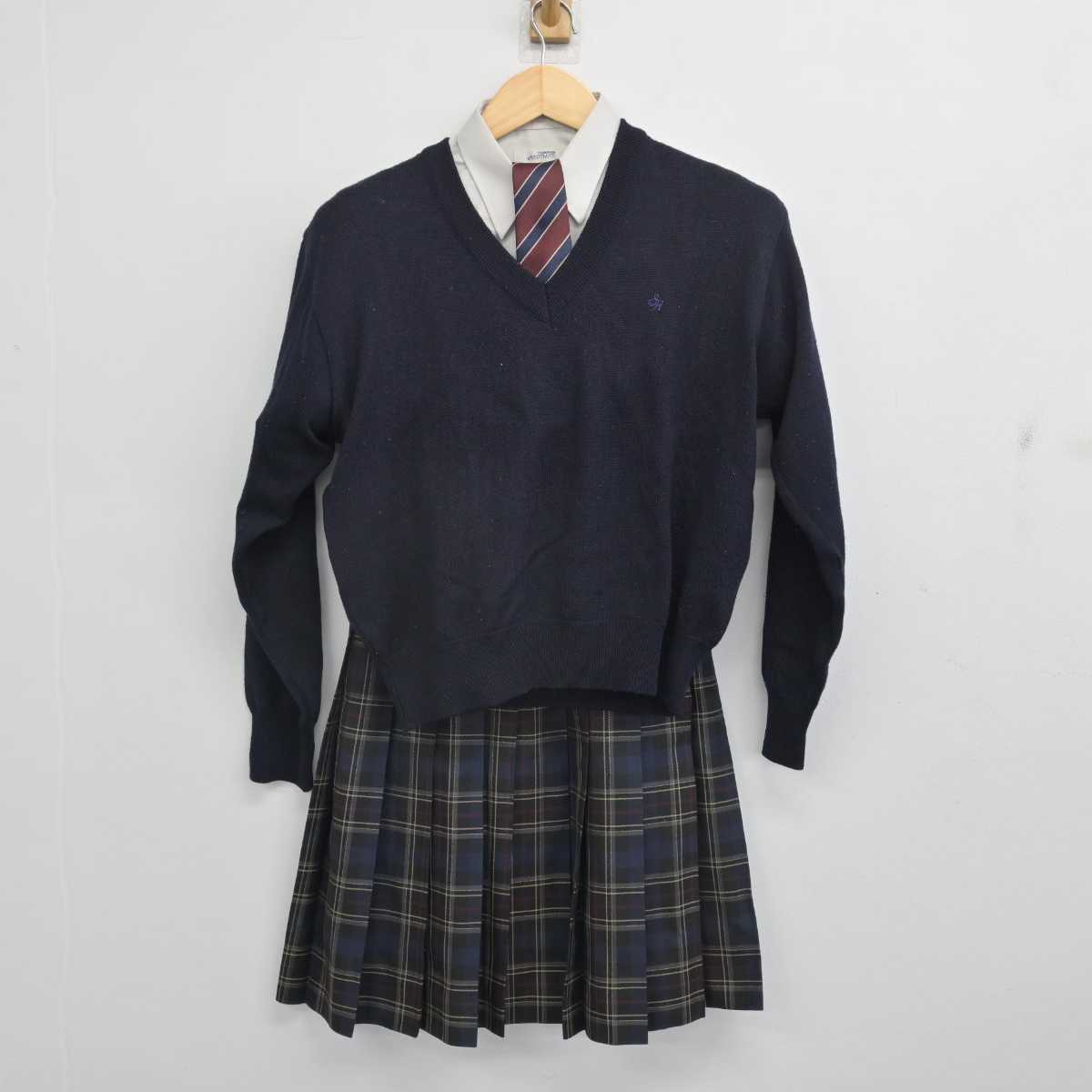 【中古】千葉県 佐倉東高等学校 女子制服 5点 (ブレザー・ニット・シャツ・スカート) sf056915