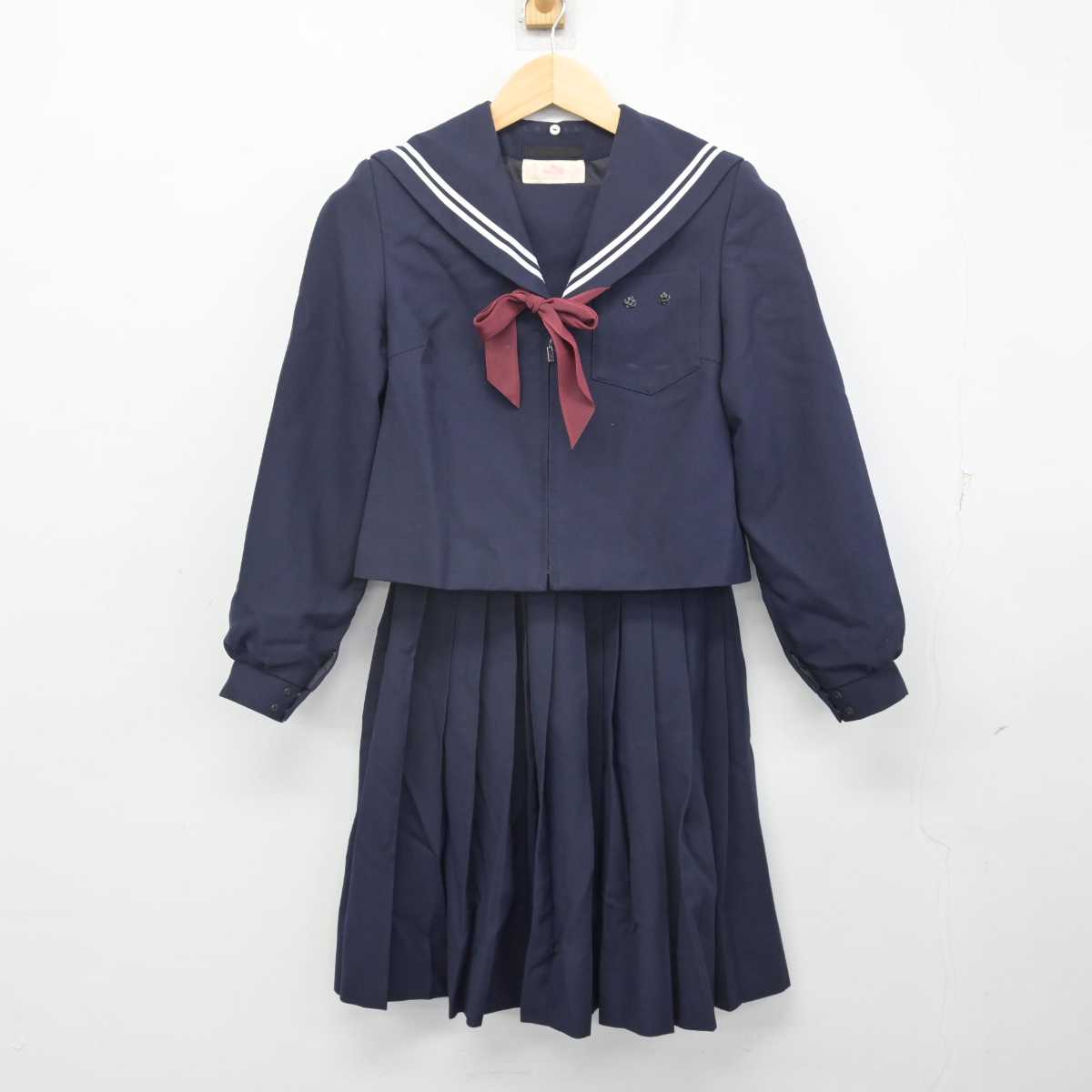 【中古】愛知県 佐屋中学校 女子制服 3点 (セーラー服・スカート) sf056918