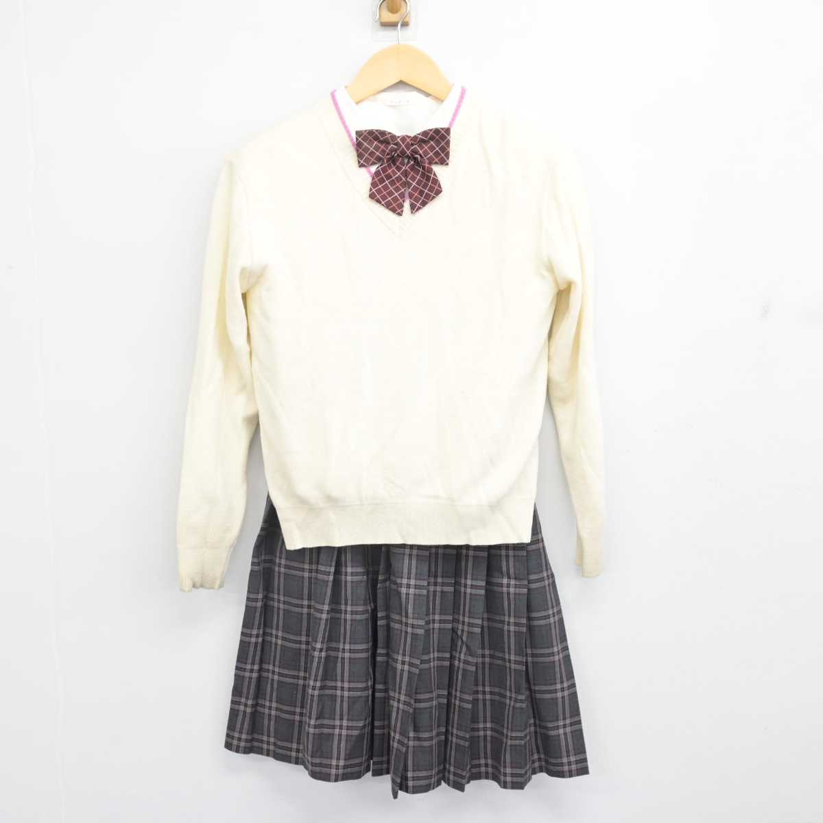 【中古】宮崎県 都城聖ドミニコ学園高等学校 女子制服 5点 (ブレザー・ニット・シャツ・スカート) sf056923