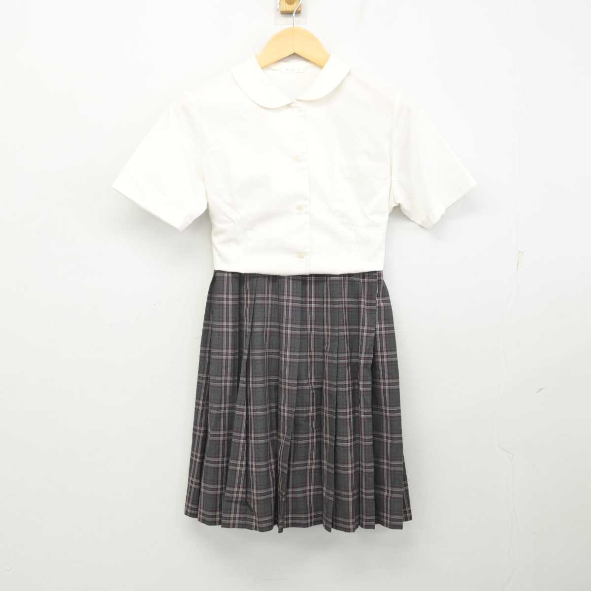 【中古】宮崎県 都城聖ドミニコ学園高等学校 女子制服 2点 (シャツ・スカート) sf056924