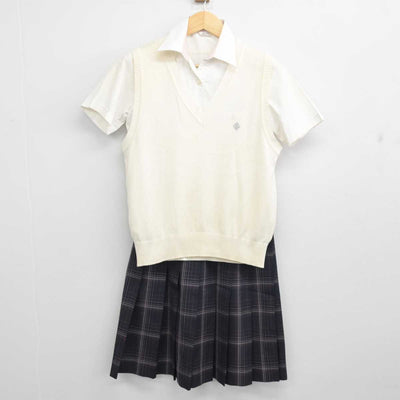 【中古】神奈川県 横浜共立学園中学高等学校 女子制服 3点 (ニットベスト・シャツ・スカート) sf056947