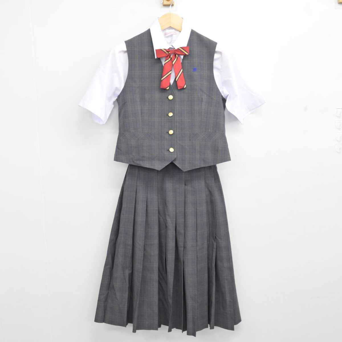 【中古】東京都 渕江中学校 女子制服 4点 (ベスト・シャツ・スカート) sf056954