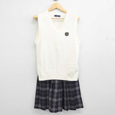 【中古】福岡県 大牟田高等学校 女子制服 2点 (ニットベスト・スカート) sf056956