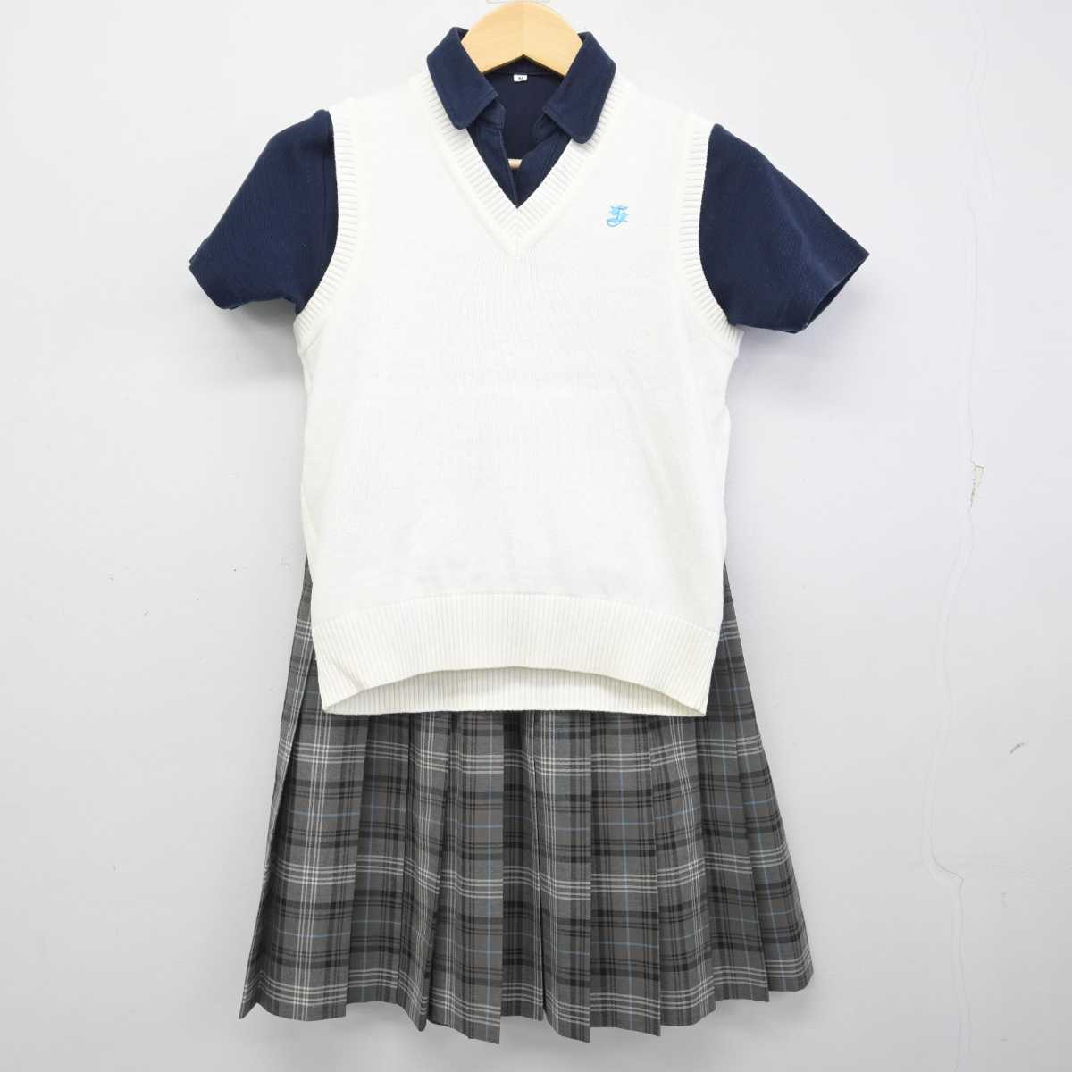 【中古】埼玉県 淑徳与野高等学校 女子制服 3点 (ニットベスト・シャツ・スカート) sf056997