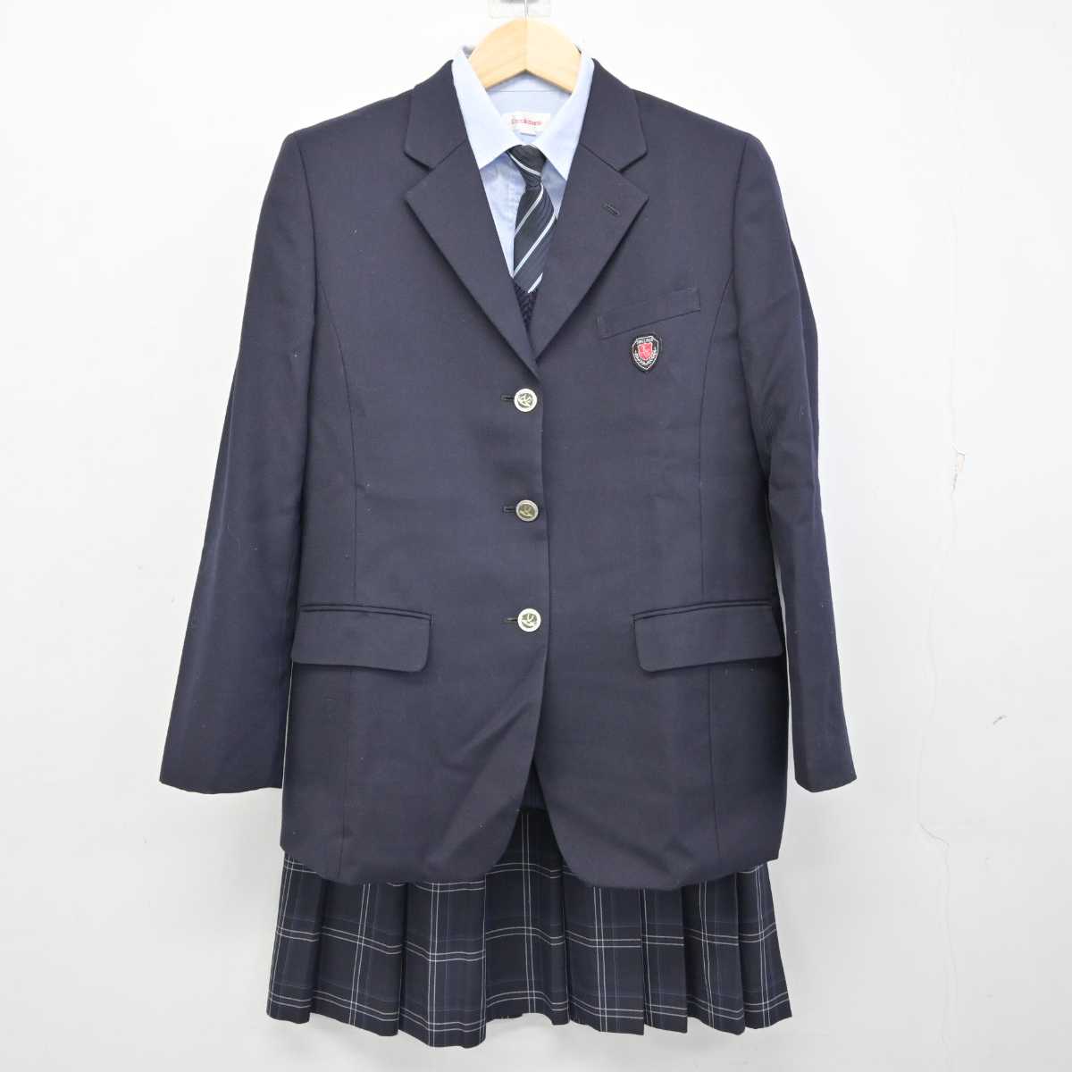 【中古】岩手県 一関学院高等学校 女子制服 5点 (ブレザー・ニット・シャツ・スカート) sf057002