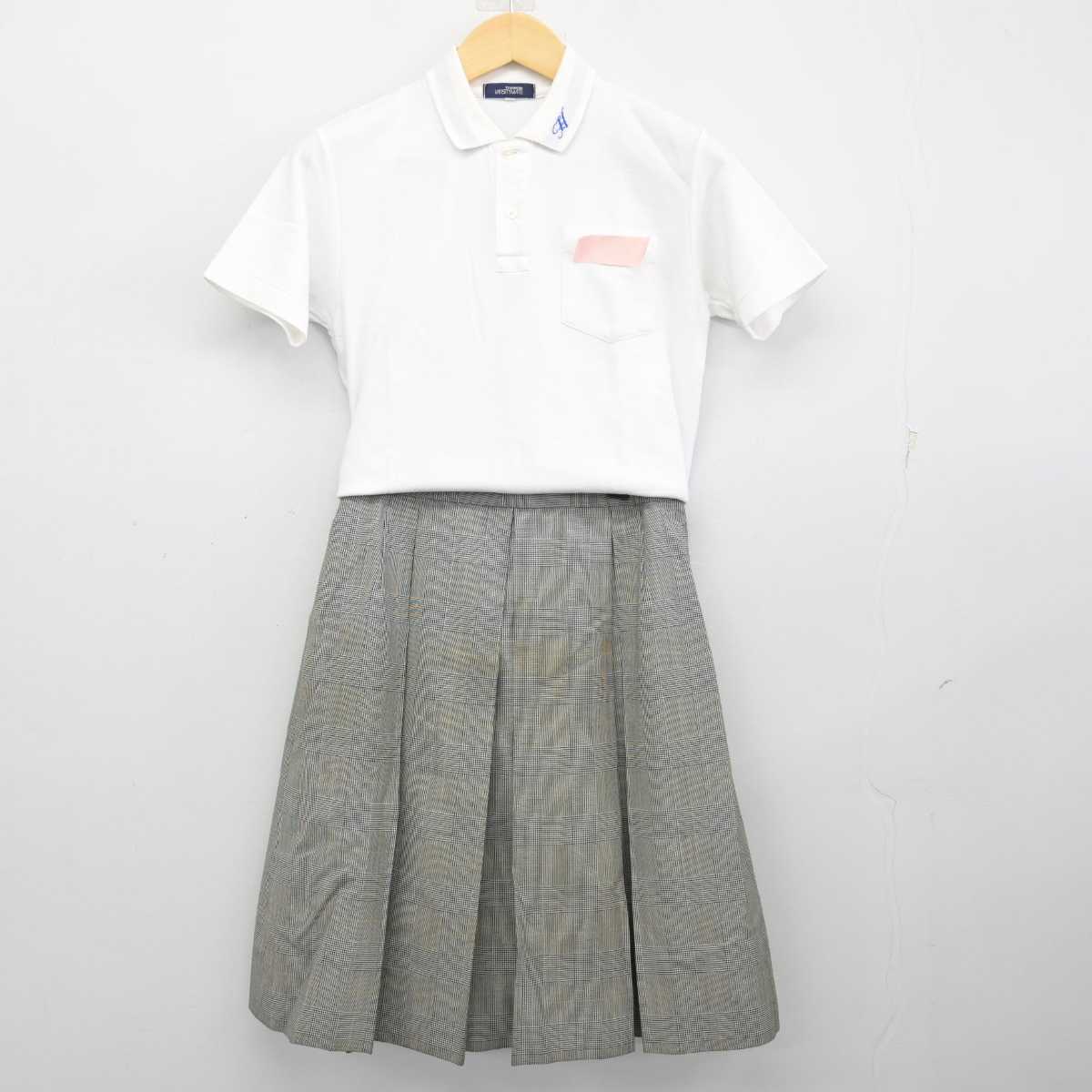 【中古】福岡県 平野中学校 女子制服 3点 (シャツ・スカート) sf057036