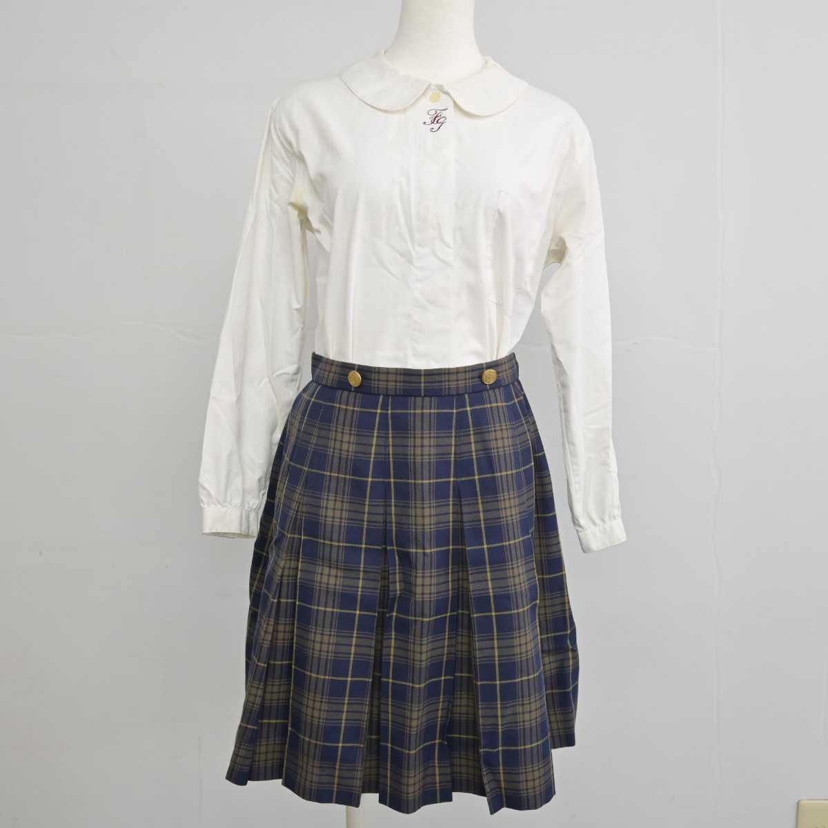 【中古】福岡県 福岡女子高等学校 女子制服 3点 (ブレザー・シャツ・スカート) sf057083