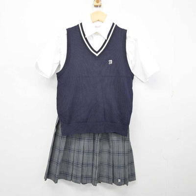 【中古】埼玉県 武南高等学校 女子制服 4点 (ニットベスト・シャツ・スカート) sf057121