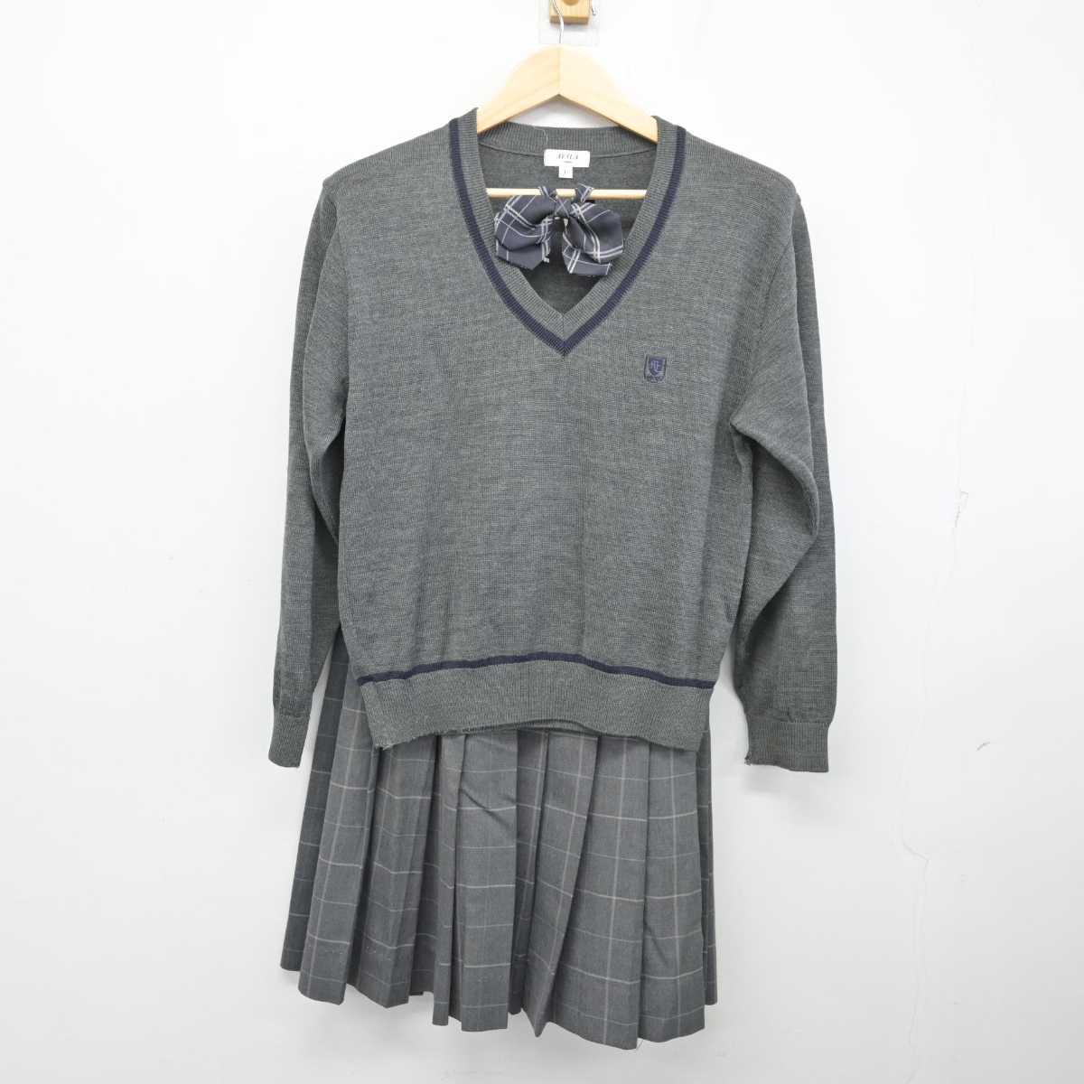 【中古】兵庫県 武庫荘総合高等学校 女子制服 3点 (ニット・スカート) sf057133