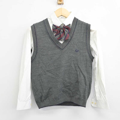 【中古】京都府 桂高等学校 女子制服 3点 (ニットベスト・シャツ) sf057158