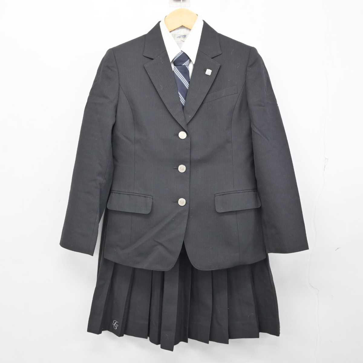 【中古】広島県 福山商業高等学校 女子制服 5点 (ブレザー・シャツ・スカート) sf057185